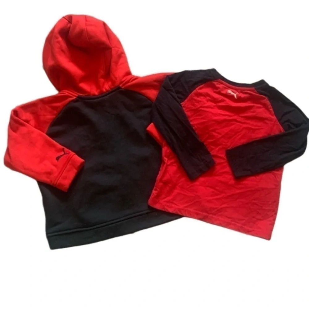 Puma Red Long Sleeve Shirt & Fleece Hooded Jacket